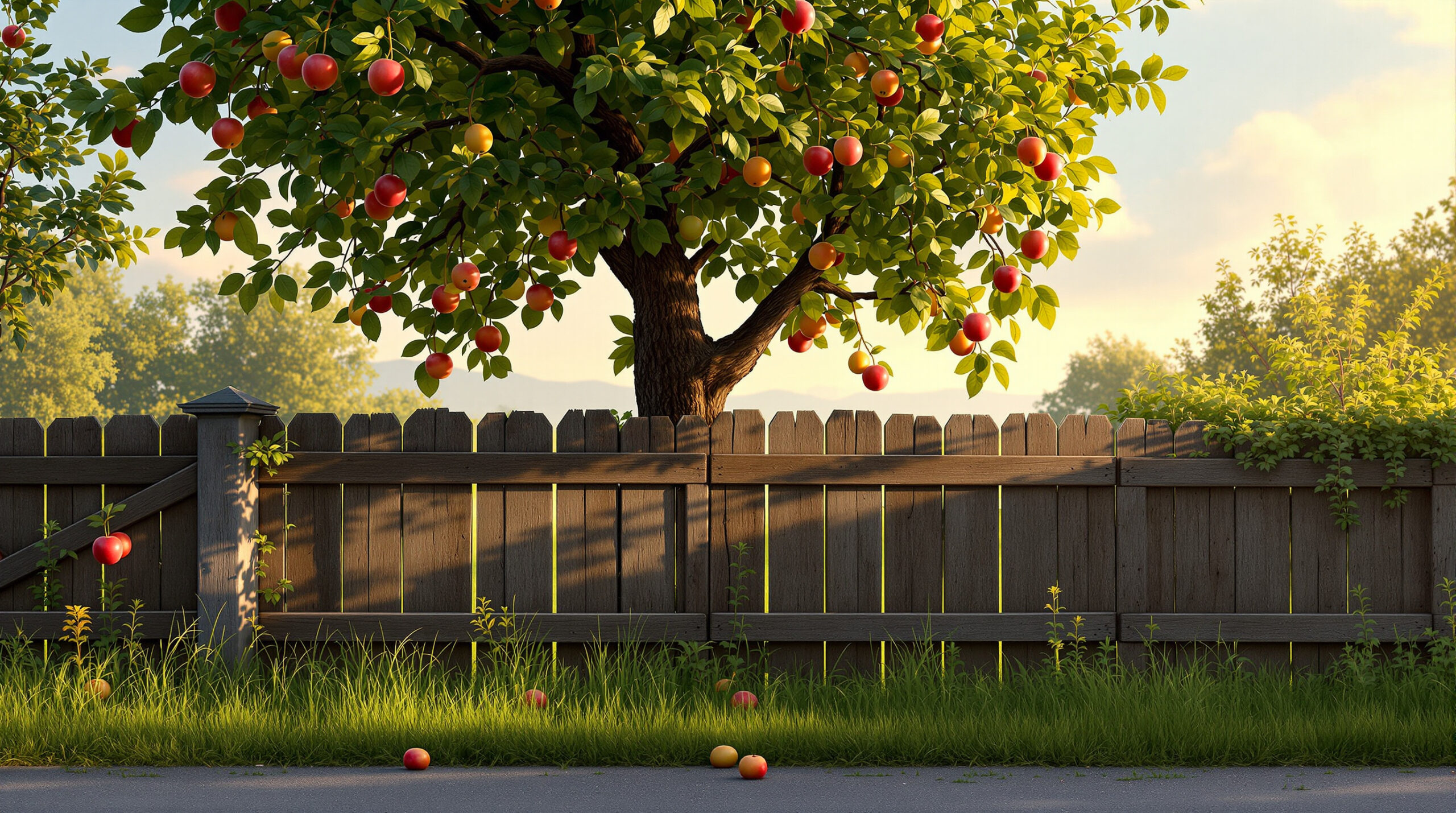 Arbre mitoyen : à qui appartiennent les fruits qui tombent de l’autre côté de la clôture